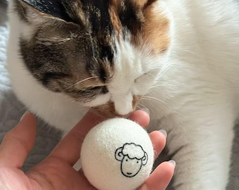 Juguetes para gatos de lana 100 % natural: pelotas de juego silenciosas para gatos y perros pequeños, 5 cm de lana maciza, ecológicas.