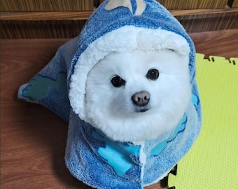 Cozy Dog Poncho Pajama | Flannel Plaid Pet Cloak | Warm Snuggle Blanket | Frenchie Pug Corgi Clothes