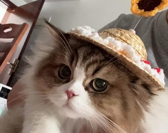 Gorro de girasol para mascota hecho a mano: accesorio fotográfico de primavera/verano