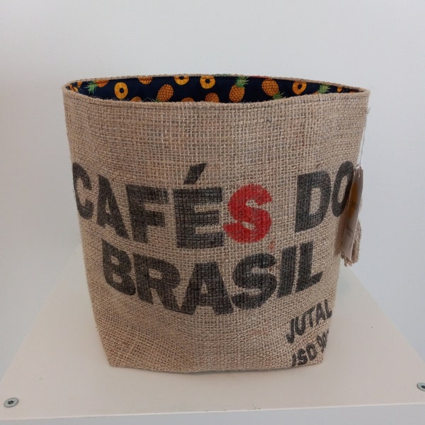 Recycled coffee bag basket