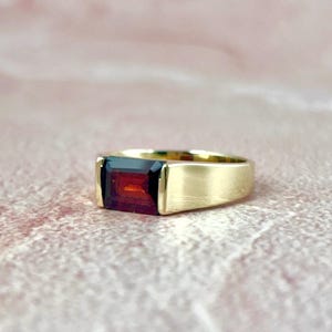 Anillo sello de granate rojo natural, plata de ley 925, joyería sencilla para hombre con gema, anillo de promesa con piedra natal de enero.