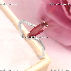 Handmade Sterling Silver Ruby Ring: Minimalist Wire Wrap, July Birthstone