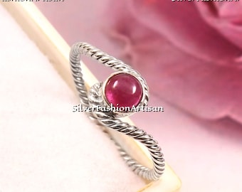 Minimalist Genuine Natural Ruby Ring, 925 Sterling Silver Jewelry Thin Dainty Ruby Ring, Midi Ring for mom, July Birthstone, Gift for Her