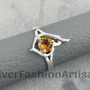 Silver Flower Citrine Ring, 925 Sterling Silver Ring, Handmade Ring, Silver Artisan Ring, Wedding Ring, Anniversary Ring, Gift For Her