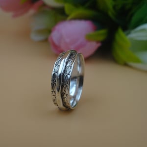 Spinner Ring, 925 Sterling Silver Spinner Ring, Worry Anxiety Ring, Narrow Band Spinner Ring, Meditation Ring, Gift For Her, Fidget Ring