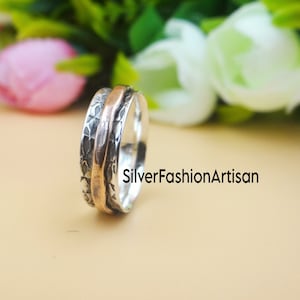 Spinner Ring, Fidget Spinner Ring, 925 Sterling Silver Spinner Ring, Worry Anxiety Ring, Meditation Gift Ring, Fidget Thumb Ring for Women
