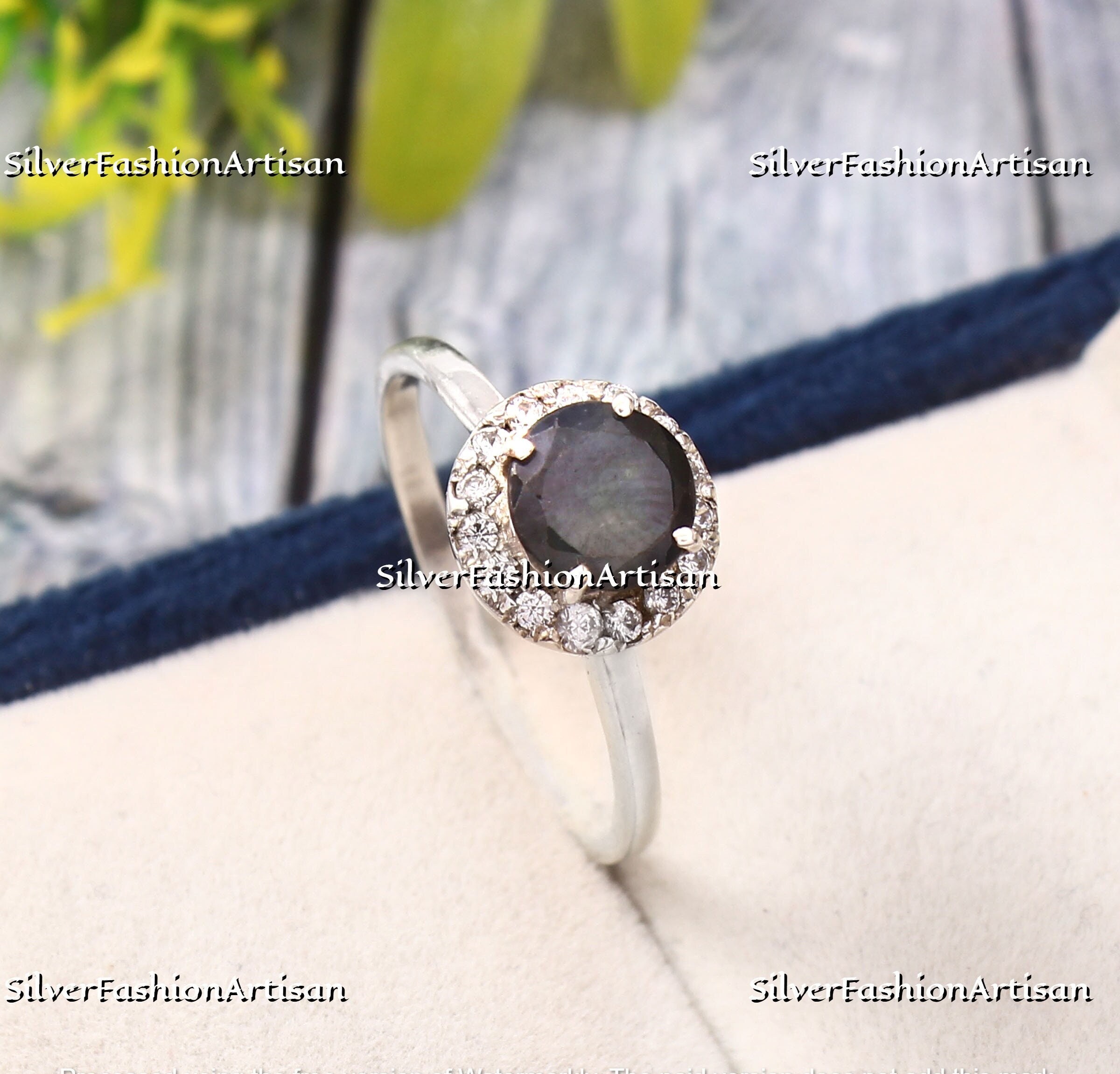 Natural Black Tourmaline Solitaire Ring, Women 925 silver ring, October birthstone Jewelry for women, Gemstone jewelry Band for women