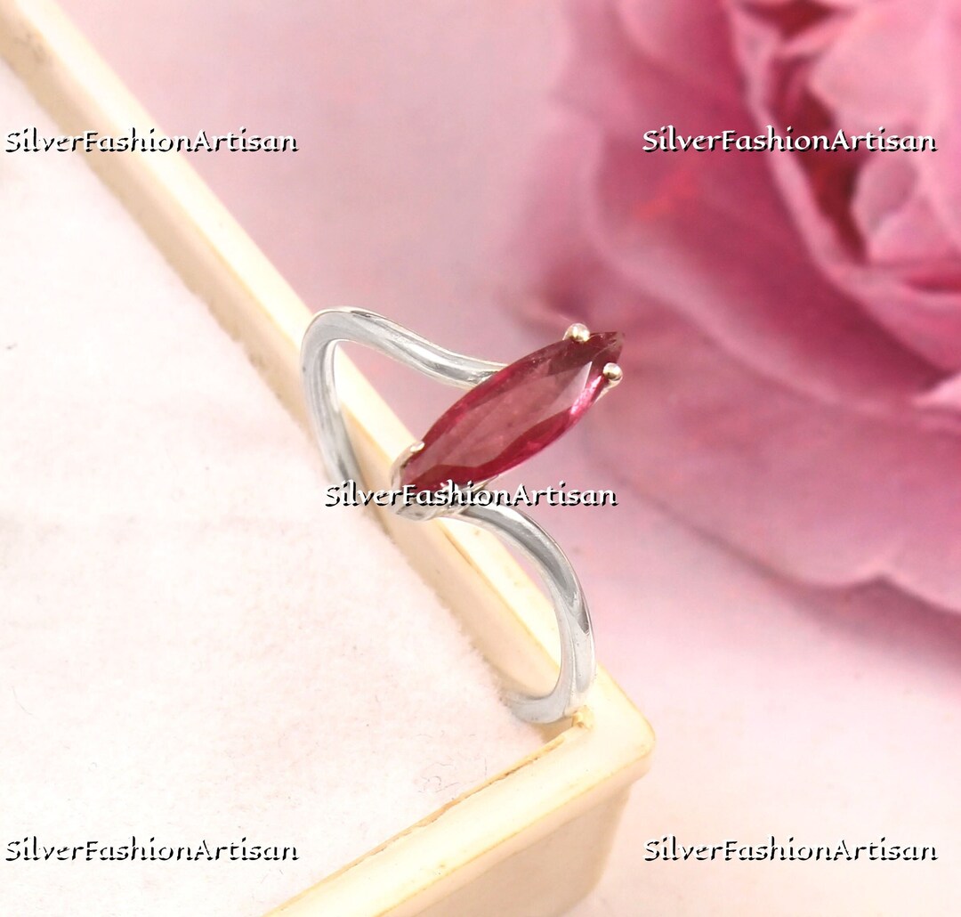 Silver Rube Rings Handmade Sterling Silver Ruby Ring: Minimalist Wire Wrap, July ...