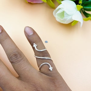 Both side wearable thumb and pinky splint Arthritis Ring, Trigger EDS adjustable silver Splint