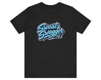 Sweat and Swagger Logo T-Shirt | Electric Blue Script Graphic Tee | Unisex Dance and  Fitness Streetwear Shirt | West Coast Swing Apparel