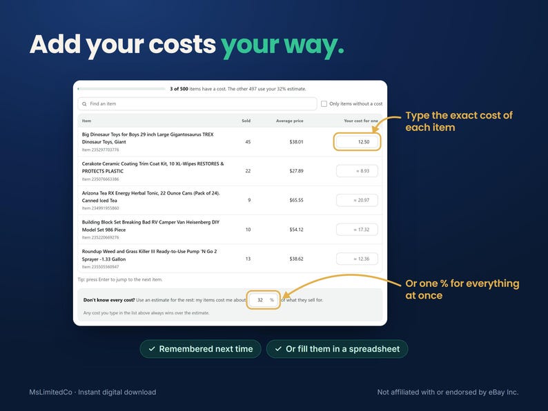 eBay Profit Calculator and Sales Tracker for Resellers, Spreadsheet Alternative, Real Profit After Fees