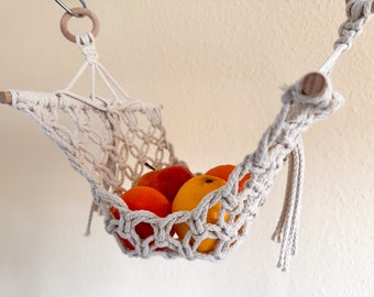 Fruit Hammock Macrame - Fruit Basket Macrame - Storage for Van & Motorhome - Kitchen Decoration - Veggie Hammock -