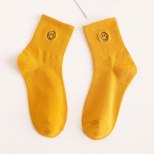 Leuke sokken voor dames - Smile Face-sokken - Preppy enkelsokken Happy Face - Ademende katoenen sokken - Zacht en rekbaar