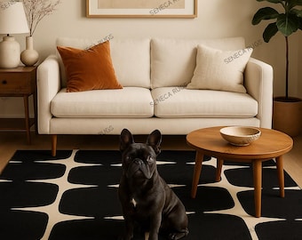 Hand-Tufted Wool Rug – Modern Geometric Green & Cream Carpet