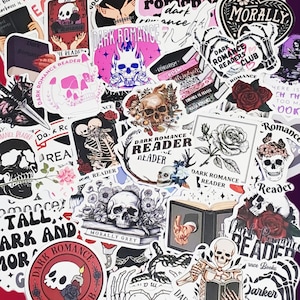 Dark Romance Dark Academia Bookish Sticker Reading Skull Kindle Sticker Gothic Sticker Aesthetic Stickers BKDR288