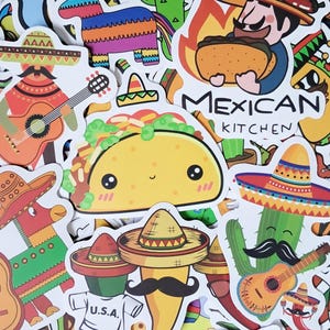 Mexican Food Sticker Mexico Culture Mexican Kitchen Taco Fiesta Vinyl Sticker Pack