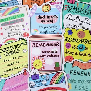 Positive Affirmation Sticker Inspirational Stickers Mental Health Motivational Sticker Pack Self Love Hydro Flask Water Bottle Decal