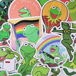 Kermit the Frog Sticker Pack Meme Sticker Kermit Stickers Funny Stickers Funny Memes Vinyl Waterproof Stickers For Laptop Scrapbooking 55101