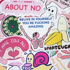 Funny Sarcastic Stickers Adult Jokes Sarcasm Quote Sticker Pack Aesthetic Vinyl Waterproof Stickers for Laptop Phone Hilarious Meme Sticker