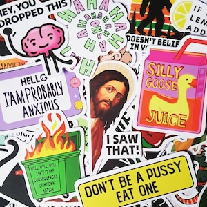 Funny Sarcastic Stickers Adult Jokes Sarcasm Quote Sticker Pack Aesthetic Vinyl Waterproof Stickers for Laptop Phone Hilarious Meme Sticker