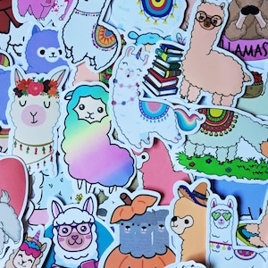 Funny Llama Alpaca Waterproof Sticker Pack Cute Animal Kawaii Sticker Vinyl Decal Journal Scrapbooking Quirky Gift For Her