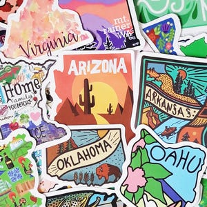 Pacchetto di adesivi degli Stati Uniti, adesivi in vinile con mappa degli stati degli Stati Uniti, adesivi per laptop, borraccia, diario, adesivi patriottici