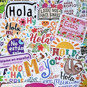 Spanisch Hola Inspiration Aufkleber Spanisch Geschenk Spanien Motivational Sticker Pack für Notebook Wasserflasche Abziehbild Gute Stimmung Scrapbooking