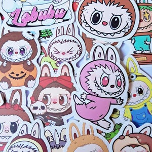 Labubu Sticker The Monsters Kawaii Labubu Cute Gift For Her Waterproof Sticker Pack 50 pcs Vinyl Decal For Phone Laptop Fridge Journal