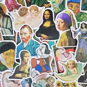 Art Stickers Famous Paintings Artful Vinyl Sticker For Laptop Water Bottle Art Lover Gift Van Gogh Da Vinci Girl with a Pearl Earring