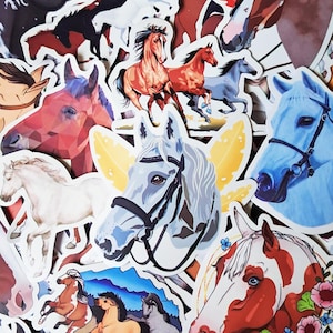50 pcs Horse Sticker Pack Thoroughbred Horse Lover Gift Equestrian Lover Sticker Cowgirl Sticker Live Love Ride Farm Animal Sticker Pony