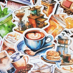 Coffee Sticker Pack Coffee Lover Vinyl Waterproof Sticker Caffeine Lover Sticker Drink Decal Cappuccino Americano Caffe Latte Funny Sticker