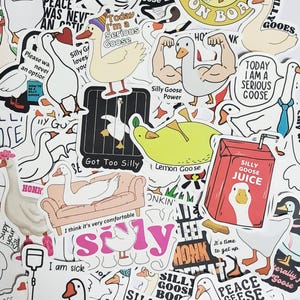 Silly Goose Cute Animal Funny Sarcastic Waterproof Vinyl Sticker For Laptop Water Bottle Scrapbooking Junk Journal Silly Goose On The Loose