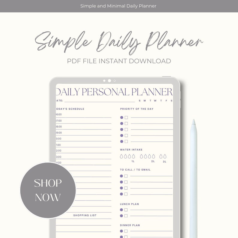 Digital Daily Planner - Printable PDF, Instant Download - Organize Your ...