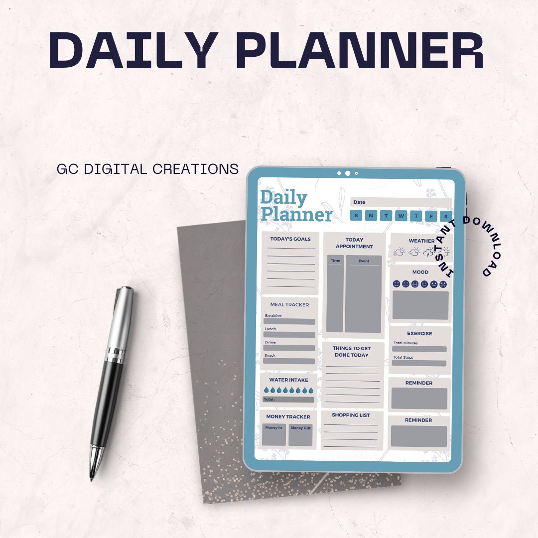 Digital Daily Planner - Printable PDF, Instant Download - Organize Your ...