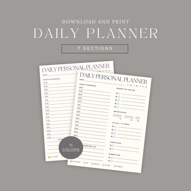 Digital Daily Planner - Printable PDF, Instant Download - Organize Your ...
