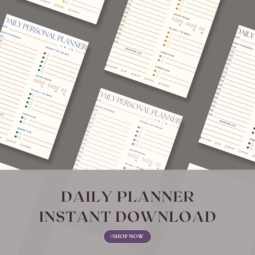 Digital Daily Planner - Printable PDF, Instant Download - Organize Your ...