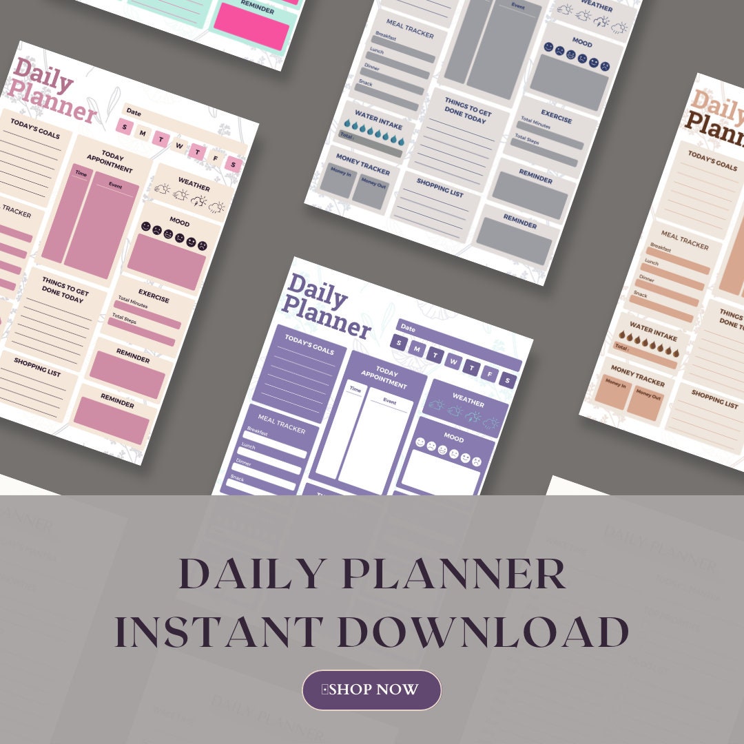 Digital Daily Planner - Printable PDF, Instant Download - Organize Your ...