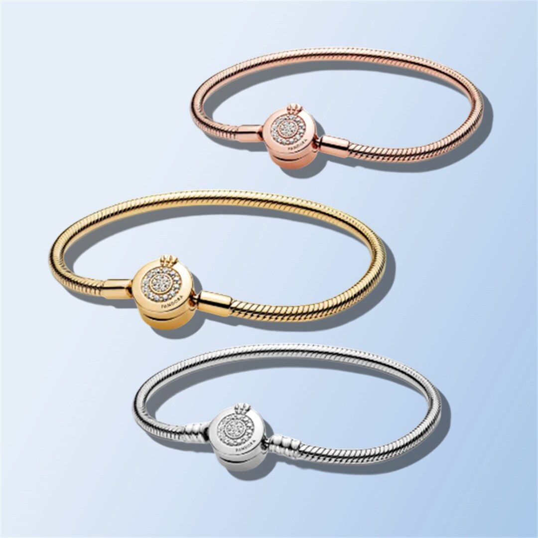 Pandora Moments Sparkling Crown O Snake Chain Bracelet Etsy