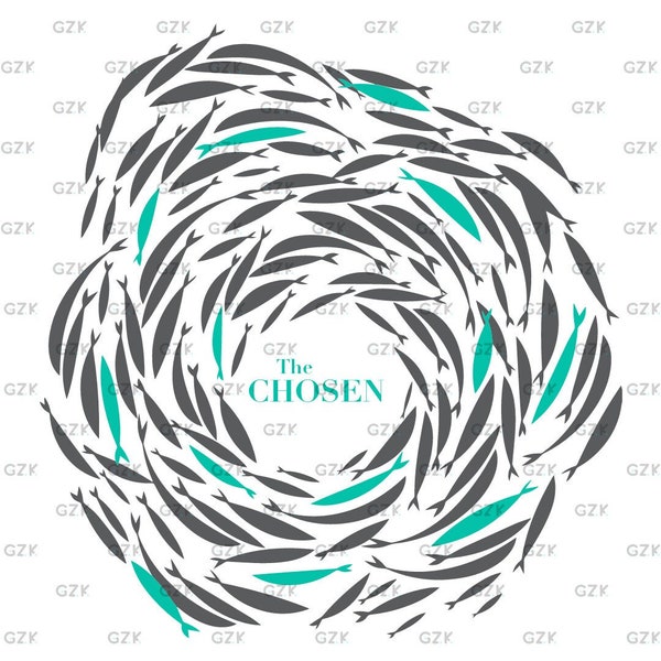 The Chosen - SVG PNG AI- Cycle Fish Against The Current. Jesus. Digital Download