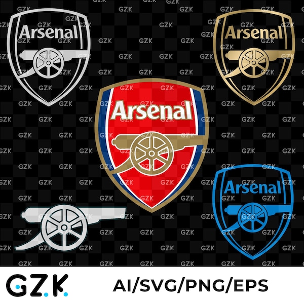 Arsenal Fc Gunners Badge Logo SVG PNG AI- Football Layered Sticker Cricut - Digital Download