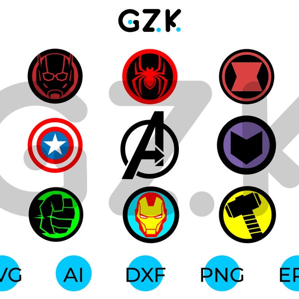 Avengers Marvel Super Heroes Logo - SVG PDF AI - Symbols - Digital Download