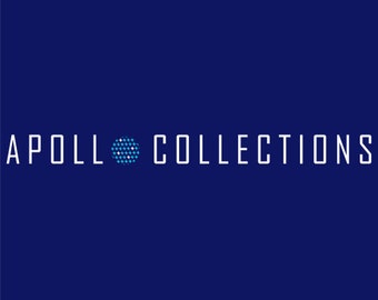 May include: White text on a dark blue background reads "APOLL" followed by a blue and white geometric circle and then "COLLECTIONS".