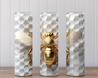 Sublimacja 3D Bee Honeycomb, 20 oz Skinny Tumbler Design, natychmiastowe pobranie cyfrowe, proste i zwężane opakowanie na kubek