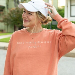 Christian Mom Comfort Colors Crewneck | Raising Disciples Sweatshirt, Proverbs 22:6 image 1