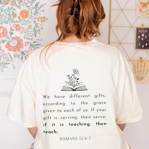 Christian Teacher Shirt | Bible Verse Wildflower Teacher Tee, Romans 12:6