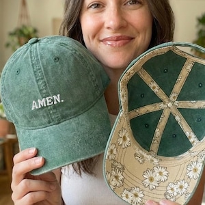 Amen Christian Hat for Women | Embroidered Faith Hat Christian Baseball Cap Minimal Faith Based Apparel | Prayer Warrior Gift