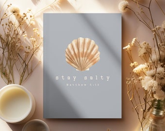 Stay Salty Seashell Journal Christian Prayer Notebook for Bible Study Notes | Coastal Christian Gift