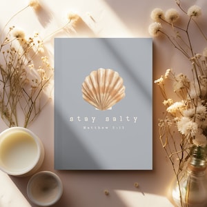 May include: A light gray card with a seashell illustration and the text "stay salty" and "Matthew 5:13".