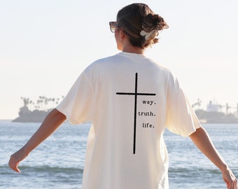 Jesus Way Truth Life Shirt Minimalist Christian Tshirt John 14:6 Bible Verse Shirt