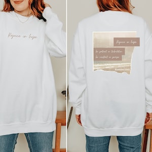 Christian Sweatshirt Rejoice In Hope Romans 12:12 Boho Christian Shirt Bible Verse Sweatshirt Religious Beach Sweatshirt Encouragement Gift
